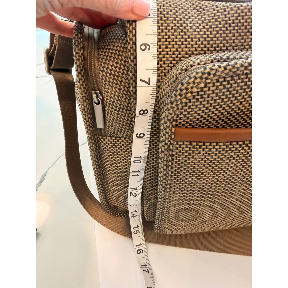 Hartmann Herringbone Weekender Duffel Bag USB Charging Brown Tan 21" Carry On - Picture 6 of 16
